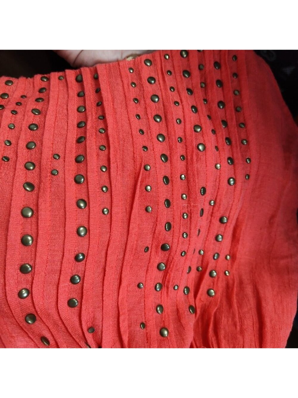 Lucca Couture Lined Crinkle Dress Sundress Women Size M Red-Orange MISSING STUDS - Picture 8 of 8